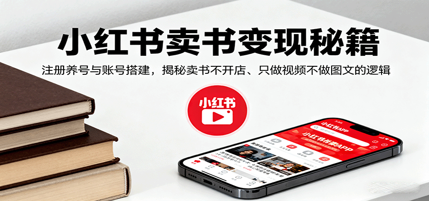 小红书卖书变现秘籍，注册养号与账号搭建，揭秘卖书不开店、只做视频不做图文的逻辑网赚项目-副业赚钱-互联网创业-资源整合情久网创