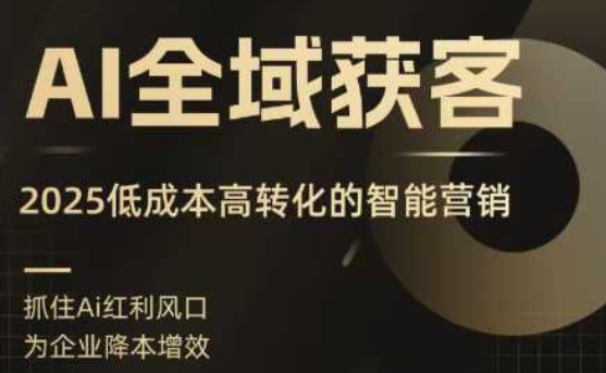 AI全域获客实训营，2025低成本高转化的智能营销，精准找客，高效营销网赚项目-副业赚钱-互联网创业-资源整合情久网创