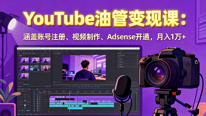 2025YouTube油管变现课：涵盖账号注册、视频制作、Adsense开通，月入1万+网赚项目-副业赚钱-互联网创业-资源整合情久网创