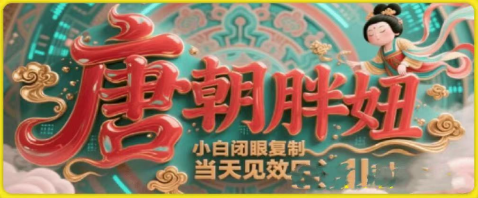 用AI克隆“唐朝胖妞”日更3条，平台疯狂推流，小白闭眼复制，当天见效，日入1k+网赚项目-副业赚钱-互联网创业-资源整合情久网创