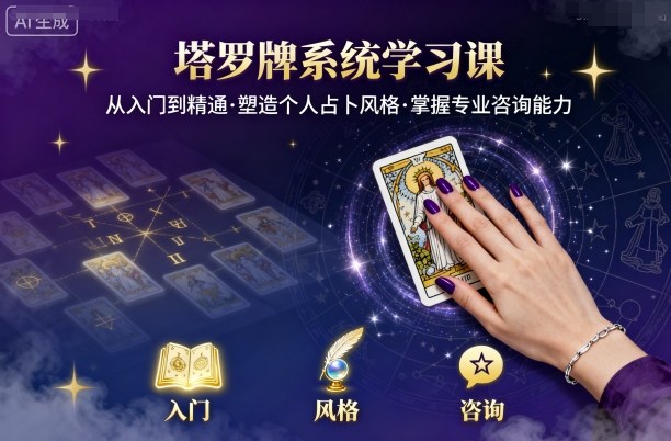 塔罗牌系统学习课，助你从入门到精通，塑造个人占卜风格，掌握专业咨询能力网赚项目-副业赚钱-互联网创业-资源整合情久网创