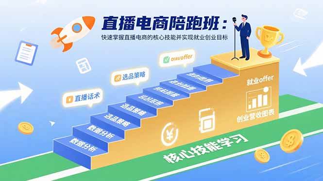 （15900期）直播电商陪跑班：快速掌握直播电商的核心技能并实现就业/创业目标网赚项目-副业赚钱-互联网创业-资源整合情久网创