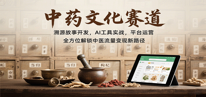中药文化赛道：溯源故事开发，AI工具实战，平台运营，全方位解锁中医流量变现新路径网赚项目-副业赚钱-互联网创业-资源整合情久网创
