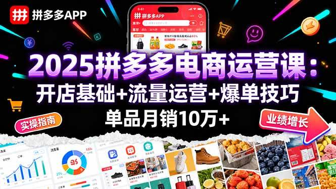 （16018期）2025拼多多电商运营课：开店基础+流量运营+爆单技巧，单品月销10万+网赚项目-副业赚钱-互联网创业-资源整合情久网创