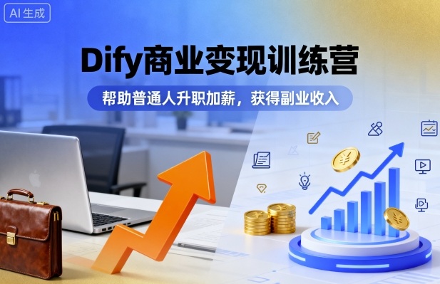 Dify商业变现训练营，帮助普通人升职加薪，获得副业收入网赚项目-副业赚钱-互联网创业-资源整合情久网创