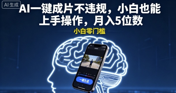 AI一键成片不违规，小白也能上手操作，月入5位数网赚项目-副业赚钱-互联网创业-资源整合情久网创