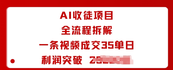 AI收徒项目全流程拆解一条视频成交35单日利润突破1k+网赚项目-副业赚钱-互联网创业-资源整合情久网创