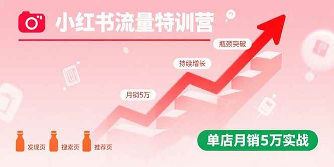 （15936期）小红书流量特训营：突破流量瓶颈，实现店铺持续增长，单店月销5万实战网赚项目-副业赚钱-互联网创业-资源整合情久网创