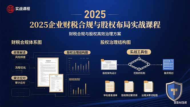 2025企业财税合规与股权布局的实战课程：财税合规与股权高效治理方案网赚项目-副业赚钱-互联网创业-资源整合情久网创