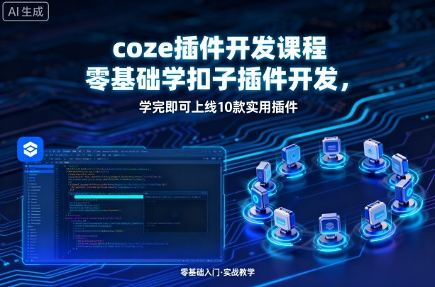 coze插件开发课程，零基础学扣子插件开发，学完即可上线10款实用插件网赚项目-副业赚钱-互联网创业-资源整合情久网创