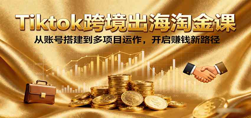 Tiktok跨境出海淘金课，从账号搭建到多项目运作，开启赚钱新路径网赚项目-副业赚钱-互联网创业-资源整合情久网创