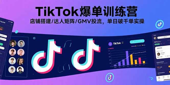 （15920期）TikTok爆单训练营，店铺搭建/达人矩阵/GMV投流，单日破千单实操网赚项目-副业赚钱-互联网创业-资源整合情久网创