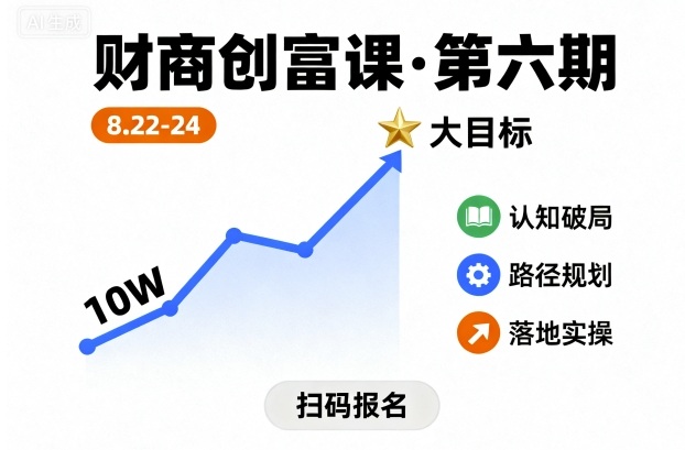 财商创富课第六期8月22-24号，如何从10W起步，一步步实现大目标网赚项目-副业赚钱-互联网创业-资源整合情久网创