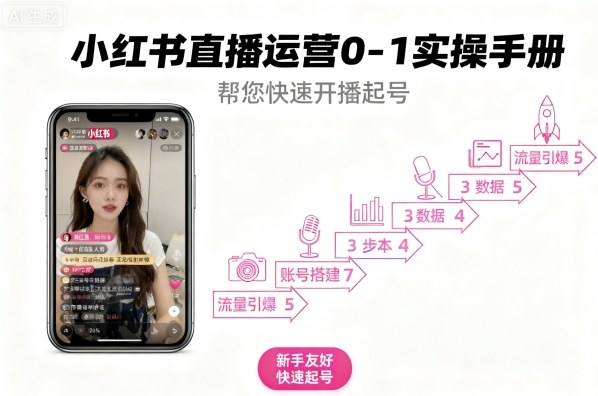 小红书直播运营0-1实操手册，帮您快速开播起号网赚项目-副业赚钱-互联网创业-资源整合情久网创