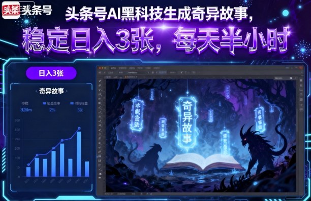 头条号AI黑科技生成奇异故事，稳定日入3张，每天半小时网赚项目-副业赚钱-互联网创业-资源整合情久网创