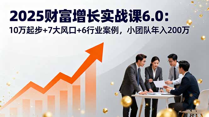2025财富增长实战课6.0：10万起步+7大风口+6行业案例，小团队年入200万网赚项目-副业赚钱-互联网创业-资源整合情久网创